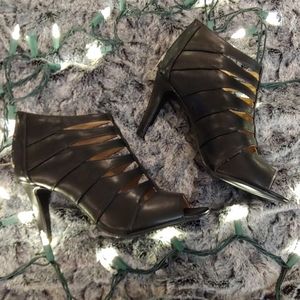 Open toe black heels size 8.5